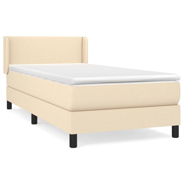 vidaXL Sommier à lattes de lit avec matelas Crème 90x200 cm Tissu