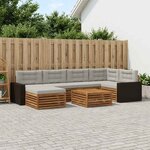 vidaXL Ensemble de canapés d'extérieur 7 Pièces Naturel et gris clair