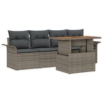 vidaXL Ensemble de canapé de jardin 5 pièces avec coussins Gris en poly rattan et acacia