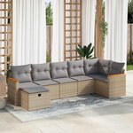 vidaXL Salon de jardin avec coussins 7 Pièces beige résine tressée