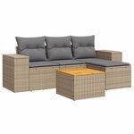 vidaXL Salon de jardin avec coussins 5 Pièces beige résine tressée