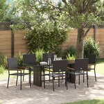 Ensemble de salle à manger de jardin vidaXL 7 pièces noir poly rattan