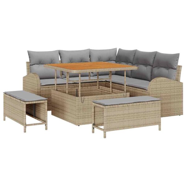 vidaXL Ensemble de canapé de jardin 8 Pièces Beige et Gris clair