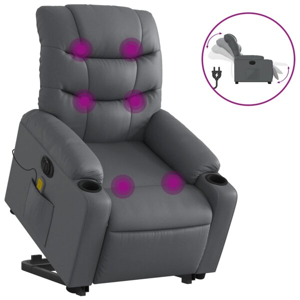 vidaXL Fauteuil inclinable de massage électrique gris similicuir