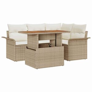 vidaXL Ensemble de canapé de jardin avec coussin 5 Pièces beige et crème