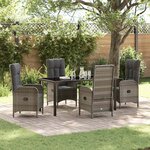 vidaXL Ensemble de salle à manger pour jardin 5 Pièces Gris Poly rotin