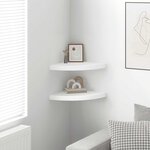 vidaXL Étagères d'angle flottantes 2 pièces Blanc 35x35x3 8 cm MDF