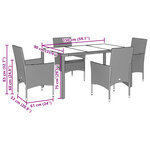 vidaXL Ensemble à manger de jardin et coussins 5 Pièces gris rotin verre