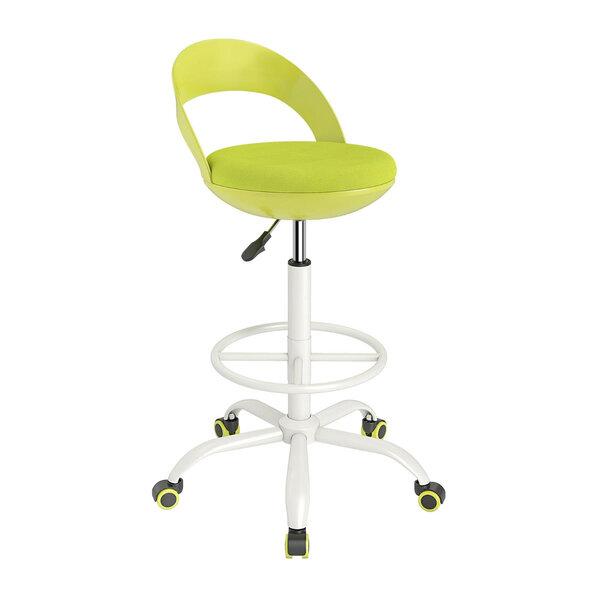 Chaise de bureau haute réglable 52 x 47 x 88-100 cm avec support lombaire et roues 360° design moderne en PP vert 20_0014167