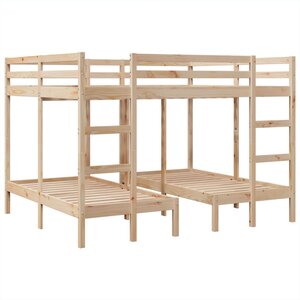 vidaXL Lit superposé triple 160x200/80x160 cm bois de pin massif