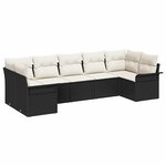 vidaXL Ensemble de canapé de jardin avec coussin 7 Pièces Noir Poly rotin