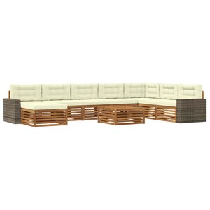 vidaXL Ensemble de canapés d'extérieur 9 pc Naturel et Crème