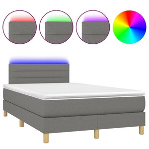 vidaXL Sommier à lattes de lit et matelas et LED Gris foncé 120x200 cm