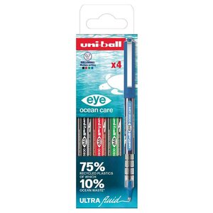 Stylo roller eye ocean care 0.7  étui de 4 UNI-BALL