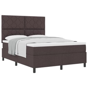 vidaXL Lit ressort avec matelas  marron foncé  140x190 cm  tissu