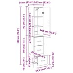 vidaXL Haut Armoire avec tiroir Chêne artisanal 34 5 x 34 x 180 cm