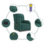 vidaXL Fauteuil inclinable de massage vert foncé tissu