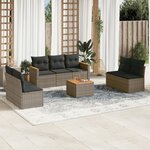 vidaXL Salon de jardin 8 Pièces avec coussins gris résine tressée