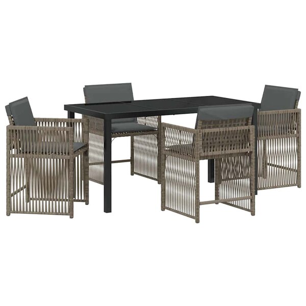 vidaXL Ensemble de salle à manger pour jardin 5 Pièces Gris polyrotin