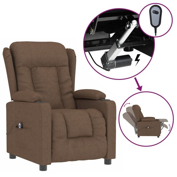 vidaXL Fauteuil inclinable électrique Marron Tissu
