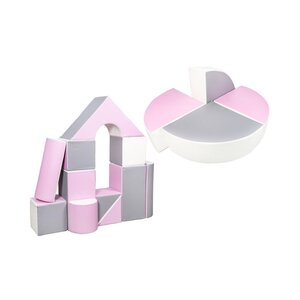 Set de 15 blocs en mousse le jeu blanc rose gris