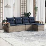 vidaXL Salon de jardin 5 Pièces avec coussins gris résine tressée