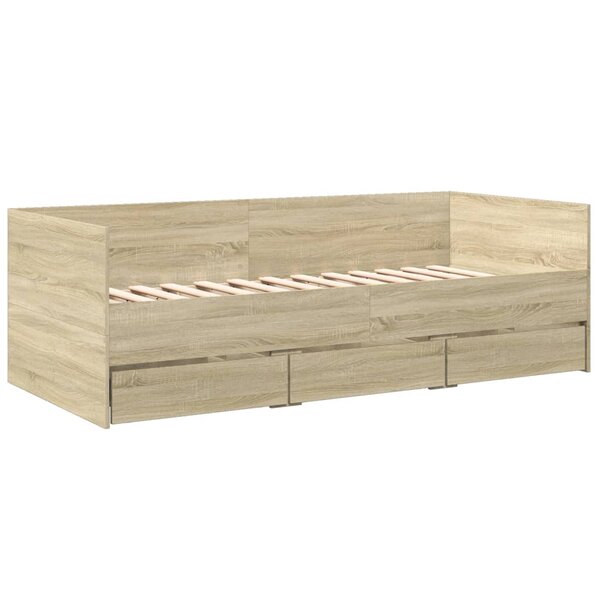 vidaXL Lit de jour et tiroirs chêne sonoma 75x190cm bois d'ingénierie