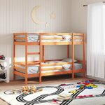 vidaXL Lit superposé cire marron 90x190 cm bois de pin massif