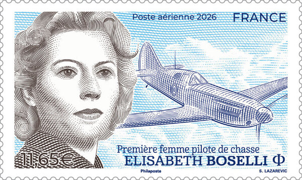Timbre - Elisabeth Boselli - Première femme pilote de chasse - Lettre Internationale