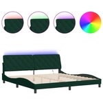 vidaXL Cadre de lit avec LED sans matelas vert foncé 200x200 cm velours
