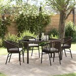 vidaXL Ensemble de salle à manger pour jardin 5 Pièces Marron Poly rotin
