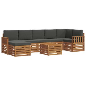 vidaXL Ensemble de canapés d'extérieur 8 pc Naturel et Anthracite