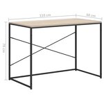 vidaXL Bureau d'ordinateur Noir et chêne 110x60x70cm Bois d'ingénierie