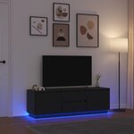 vidaXL Meuble TV avec lumières LED chêne noir 160 5x41x50 cm