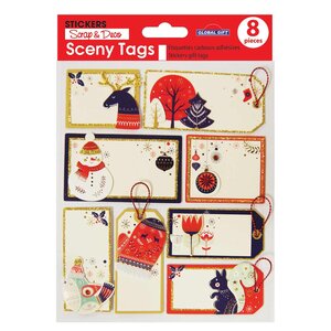 8 étiquettes cadeaux autocollantes - Noël Scandinave
