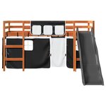 vidaXL Lit mezzanine enfants et rideaux blanc/noir 90x200cm pin massif