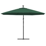 vidaXL Parasol de jardin en porte-à-feux et lumières LED mât en métal