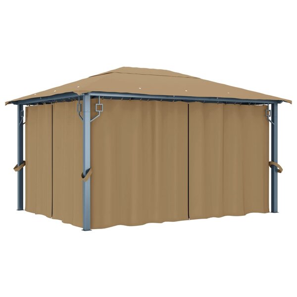 vidaXL Tonnelle avec rideau 400x300 cm Taupe Aluminium