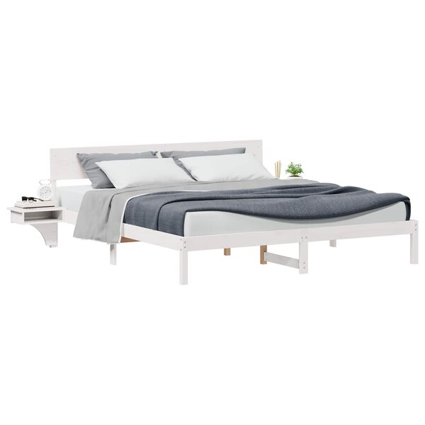 vidaXL Cadre de lit avec tête de lit Blanc 200 x 200 cm Pin massif