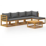 vidaXL Salon de jardin 6 Pièces avec coussin Bois d'acacia solide