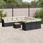 vidaXL Salon de jardin 12 Pièces avec coussins noir résine tressée