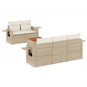 vidaXL Salon de jardin avec coussins 6 Pièces beige résine tressée