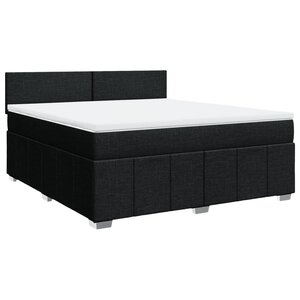 vidaXL Sommier à lattes de lit avec matelas Noir 180x200 cm Tissu