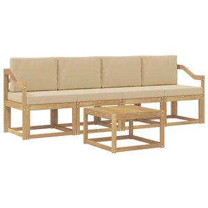 vidaXL Ensemble de canapés d'extérieur 5 pc Blanc et Beige