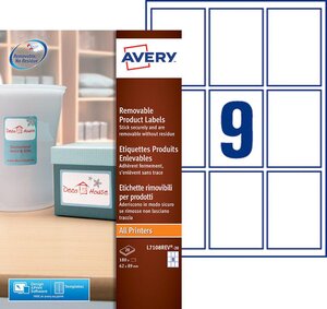 180 etiquettes enlevables rectangulaires - l7108rev-20