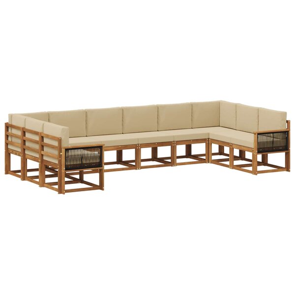 vidaXL Ensemble de canapés d'extérieur 10 Pièces Naturel et Beige
