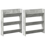 vidaXL Armoires à chaussures murales 2 Pièces Gris béton 80x18x90 cm