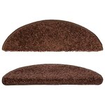 vidaXL Tapis d'escalier 15 pièces 56 x 17 x 3 cm Marron Demi-rond