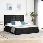 vidaXL Lit de rangement LED avec matelas Noir 200 x 200 cm Tissu