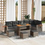 vidaXL Ensemble de canapé de jardin 10 Pièces Gris Poly rotin